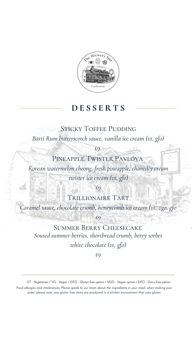 Dessert Menu