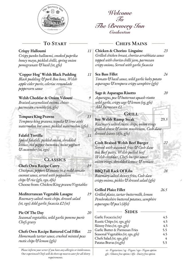 Evening Menu
